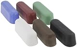 Drixet 6 Piece Buffing, Polishing & Cutting Compound 1 Oz. Kit - Set Includes: Black Emery, Brown Tripoli, White Diamond, Red Rouge, All Purpose Blue & Green Stainless Compounds