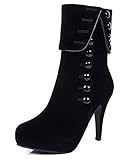 DADAWEN Women's Suede High Heel Side Zipper Ankle Booties