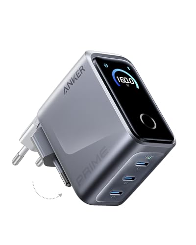 Anker Prime 160W USB C Ladegerät, 3 Ports kompakter GaN USB-C Ladeblock