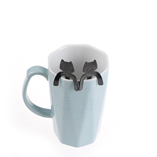 IYSHOUGONG 6 PCS Coffee Spoon Cat Hugging Spoon Mermaid Dog Hanging Spoon Dessert/Mixing/Milkshake Spoon Tableware Flatware Gadgets
