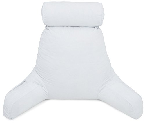 Husband Pillow White COVER ONLY - For the Bedrest Cover Set - Support Bed Backrest Covers, Micro Plush Cover Including Detachable Neck Roll Pillow Cover