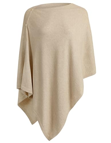 PULI Women's Versatile Knitted Shawls Scarf Poncho Sweater with Buttons Lightweight Spring Summer Fall Wraps