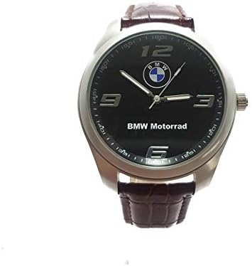 BMW Motorrad Quartz Round,Mens Watch, Brown Leather Sport Watch +Free Spare Battery+Free Gift Bag
