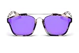 SojoS Square Fashion Women Mirrored Lens Abstract Sunglasses With Beige Frame/Purple Lens