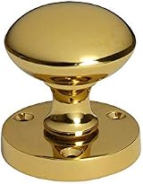 HANDLESTORE Designer Round Mortice Door Knob Polished Brass Set 1 Pair view 2