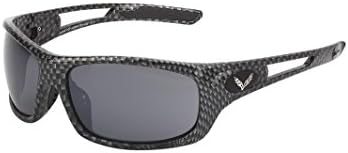 CORVETTE EYEWEAR'S C7-305FFCF Rx capable carbon fiber full frame sunglass displaying the C7 log and stingray along with a deluxe micro fiber carrying bag, + BONUS extra smoke lens set.