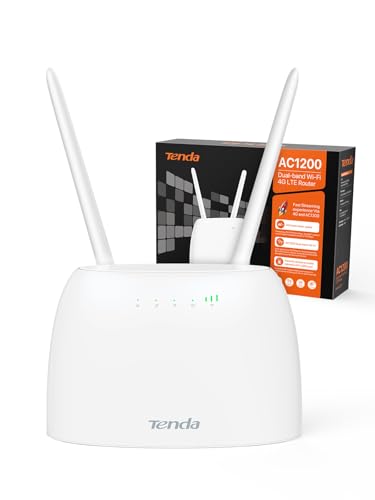 4G07-4G SIM Router, LTE Dual-Band AC1200 WiFi Router con SIM, 2 Removable External Antennas, LAN/WAN Port, No Configuration, Plug & Play in 1 minuto