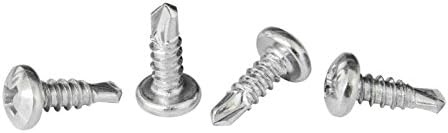 #8 x 1/2" Phillips Pan Head Self-Drilling Tek Screw, Zinc-Plated Steel for Attaches Sheet Metal to Metal - Box of 100