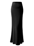 MsBasic Women's Modal Solid Flared Super Soft Fold Over Maxi Skirt