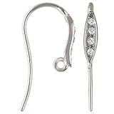 Sterling Silver 10.5mm by 19.5mm Ear Wire with Four 1.0mm Clear CZ Crystals Towards The Front. Sold as - 2 Pieces Per Pack - [1-2-1-9-C]
