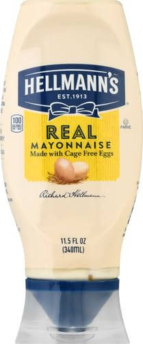 HELLMANN’S REAL MAYONNAISE REAL MAYO SQUEEZE BOTTLE FOR A CREAMY SANDWICH SPREAD OR CONDIMENT GLUTEN FREE, MADE WITH 100% CAGE-FREE EGGS 11.5 OZ
