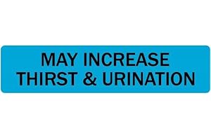 LabelValue | May Increase Thirst and Urination - Veterinary Labels/Stickers, 0.375” x 1.625”, [500 Labels/1 Roll], Blue | Stickers for Veterinary Clinics/Hospitals