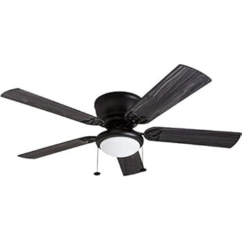 Prominence Home 50853 Benton Hugger/Low Profile Ceiling Fan, 52 Gray Cedar Blades, LED Globe Light, Matte Black