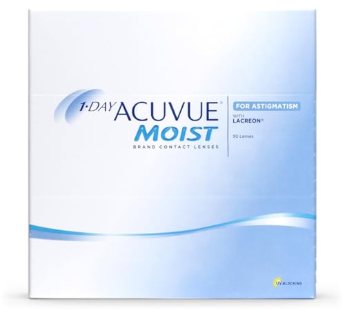 ACUVUE 1-DAY Acuvue MOIST for ASTIGMATISM - Lenti a contatto giornaliere; protezione UV;-3.25 diottrie; Cilindro -2.25 ; Asse 10 ; BC 8.5; DIA 14.50; 90 lenti