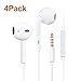 iPhone Headphones, 4Pack Woitech Premium Quality Earbuds Earphones with Mic & Remote Control Fully Compatible with iPhone SE 6 6s 6 Plus 6s Plus, iPhone 5s 5c 5, iPad /iPod (White)