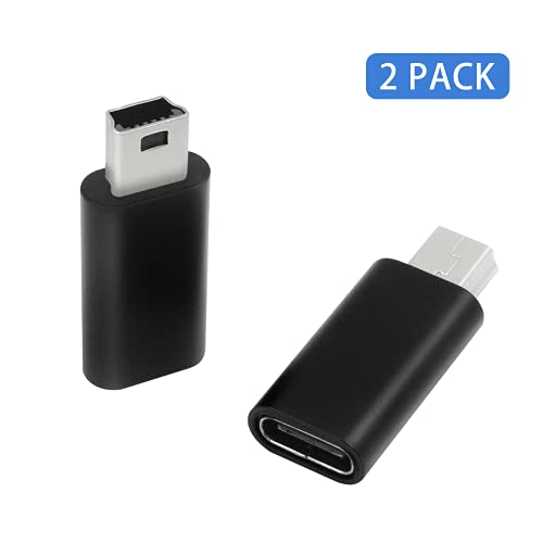 Duttek USB C to Mini USB Adapter (2 Pack-Black), Mini USB to USB C ...