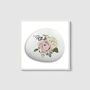 Framed Canvas Wall Art for Living Room, Bedroom Flower on Cobblestone Canvas Prints for Home Decoration Ready to Hanging - 16x16 inches