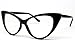 Super Cat Eye Glasses Vintage Inspired Mod Fashion Clear Lens Eyewear (Black)