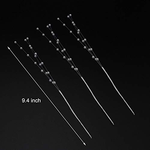 NUOMI White Pearl Sticks Beaded String for Crafts, 50 Strands Bridal Bouquets Decoration, Wedding Party Decor