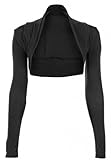 Hot Hanger Womens Long Sleeved Bolero Shrug Size 8-22 (16-18 LXL, Black)