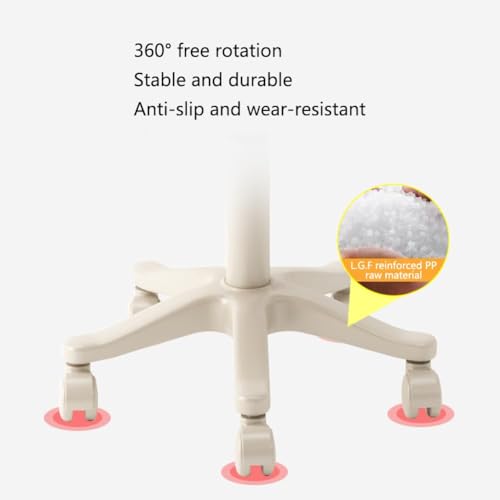 MOZOGOT PU Leather Round Rolling Stool Height Adjustable, Swivel Drafting Work SPA Shop Salon Stools with Wheels Office Chair Small for Home Office