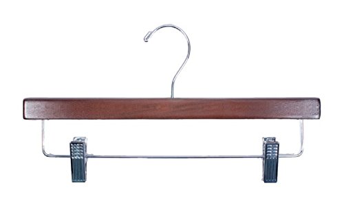 NAHANCO 8214RCCH Wood Skirt/Slack Hanger, Walnut with Chrome Hardware, 14