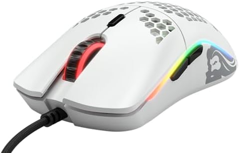 Gaming Model O- (Piccolo) Mouse da Gaming Compact Wired - Superleggero 58 g, a Nido D'ape, RGB, sensore Pixart 3360, ambidestro, Omron Switches - Bianco Opaco
