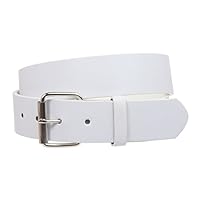 1 1/2" (38mm) Snap On Plain Leather Jean Belt With Roller Buckle, White | M- 34"~36"
