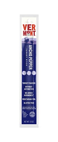 Vermont Smoke & Cure Meat Sticks - Antibiotic Free Turkey Sticks - Gluten-Free Snack - Paleo and Keto Friendly - Nitrate Free - Ancho Pepper - 1oz Stick - 24 Count