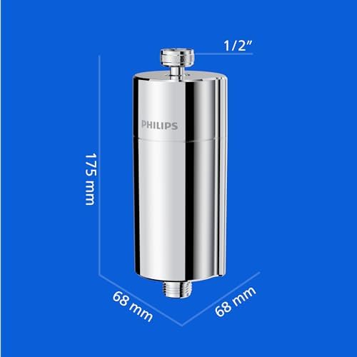 Water Filtro da doccia In-Line con 3 confezioni di ricambio, riduce il cloro fino al 99%, facile da installare, compatibile con tutti i tubi e rubinetti standard, Cromo, capacità 50.000 L