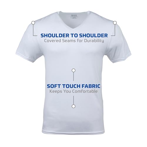 Gildan Men's VNeck TShirts, Multipack, Style G1103, White (6Pack), X