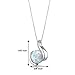 PEORA Created White Fire Opal Iris Solitaire Pendant Necklace for Women 925 Sterling Silver, 1.75 Carats Round Shape 8mm, with 18 inch Chain, October Birthstone Necklace, Fire Opal Necklace