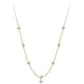 go!funbuy Four Leaf Clover Pendant Necklace，Dainty 925 Sterling Silver Choker Necklace with Cubic Zirconia Diamond Bezel Pendants, Short Simple Necklace for Women and Girls