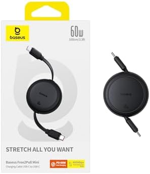 Câble USB C, 60 W PD 5 A QC 4.0, mini, de charge rapide, rétractable, USB C vers USB C, longueur préréglée à 4 niveaux, pour iPhone 15, Samsung, iPad, facile à ranger, portable