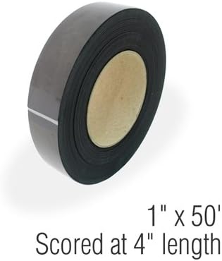 Plain Magnetic Roll Stock, 1" x 50', Black Color, Scored, Magnetic C Channel Roll, Label, 600" x 1"