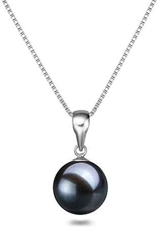 Black Japanese AAAA 6-12.5mm Freshwater Cultured Pearl Pendant Necklace 16"/18" Solitaire Necklace Pendant