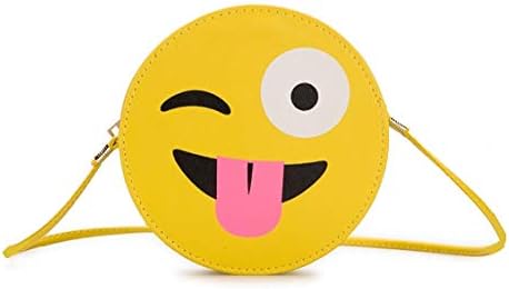 A Little Swag Round Smiley Yellow Emoji Side Sling Cross Body Messenger Bags for Kids Boys Girls.