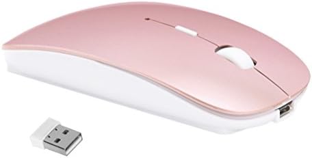 Szyee Comes With USB Nano Receiver Rechargeable 2.4G Slim Wireless Mouse Mobile Mouse Optical Mouse Applies for Notebook Personal Computer PC Laptop Macbook Other Smart Devices(Rose Gold)
