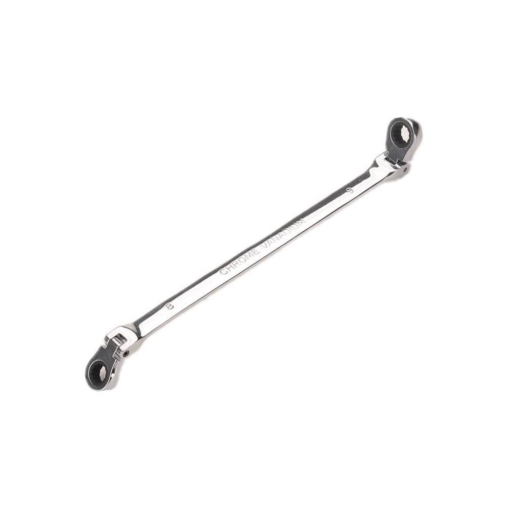 FLZOSPER 8*9mm Metric Flex-Head Gear Wrench，Double Box End Ratcheting Wrench，72-Tooth Ratchet Combination Chrome Vanadium Steel Spanner