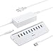 AUKEY Powered USB Hub, Aluminum 10-Port USB 3.0 Hub with 1 Quick Charge 3.0 Port, 2 AiPower Charging Ports, 7 USB 3.0 Data Ports, 12V/4A Power Adapter Compatible with Laptops, Phones, and More