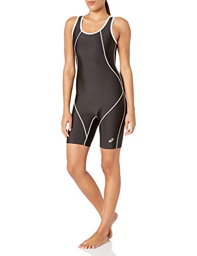 ASICS Women's Snap Down Wrestling Singlet, Black/White, Small