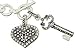 Silver Tone Crystal Key to My Heart Bracelet with Key and Heart Shaped Padlock Charms Girls Women Gift