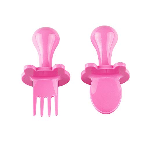 Babyware Baby Spoon and Fork Set for Self Feeding Baby and Toddler Utensils by eZtotZ Made in The USA and BPA Free (Pink)