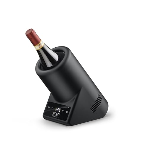 CASO VinoCase Black Wijnkoeler voor een fles wijn, champagne, champagne, enz. / temperatuur 5-18 °C/voor flessen tot 9 cm Ø/drankkoeler/stil in gebruik