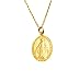 BC 925 Sterling Silver Blessed Virgin Mary Maria Christian Mother Pendant Necklace with Gold Plating