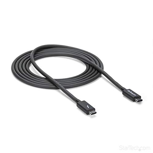 StarTech.com 20Gbps Thunderbolt 3 Cable - 6.6ft/2m - Black - 4K 60Hz - Certified TB3 USB-C to USB-C Charger Cord w/ 100W Power Delivery (TBLT3MM2M)