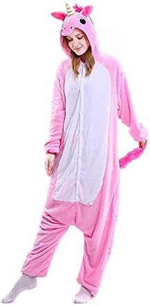 YACHUN Adult Unicorn Pajamas Animal Costume Cosplay Onesie Halloween Gift Pink S