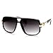 zeroUV - Classic Square Frame Plastic Flat Top Aviator Sunglasses (Black Gold)