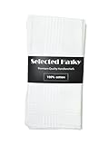 Selected Hanky 100% Cotton Men's Handkerchief White with Stich 12 Pieces