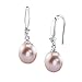 The Pearl Source Genuine AAA Quality 9mm Pink Freshwater Cultured Real Pearl Dangle Earrings for Women | Trendy Valentine Prom Bridesmaid Wedding Earring | 14K Gold Plated 925 Sterling Silver
